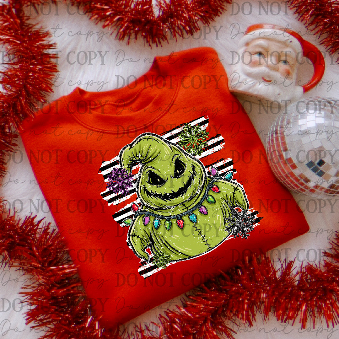 Christmas Oogie boogie stripped background (NBC) DTF Transfer