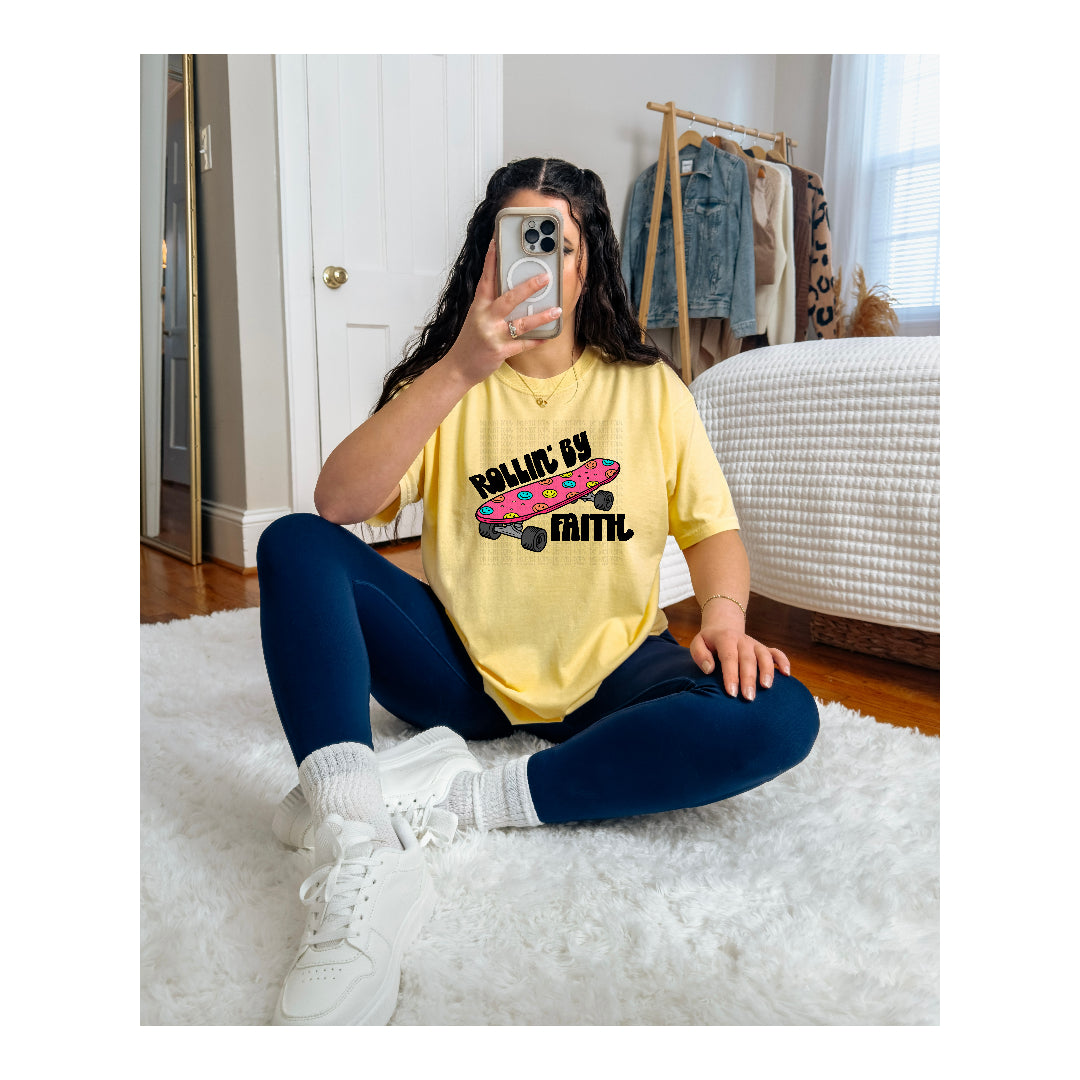 Rollin' by faith skateboard (OHDD) dtf transfer