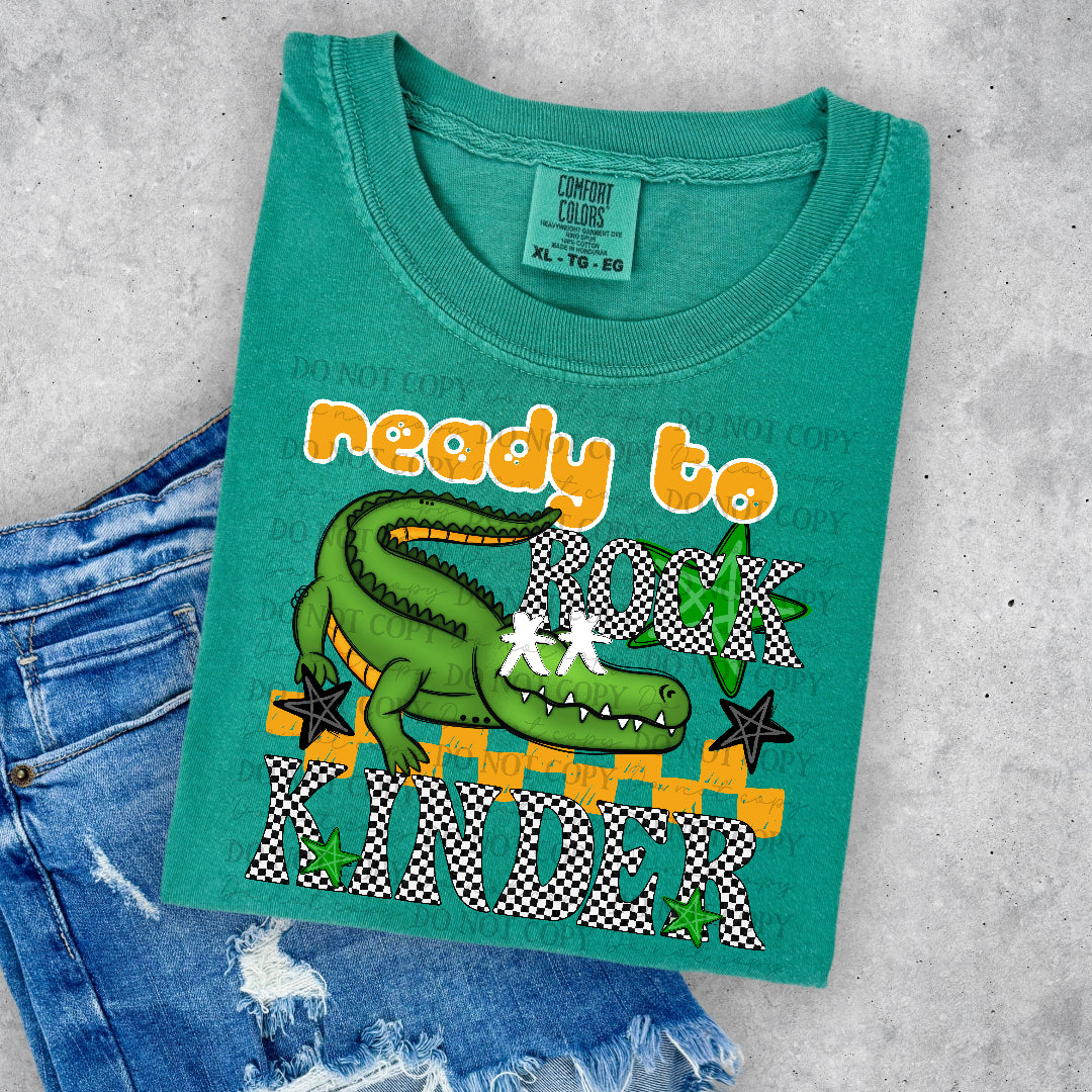 Ready to rock kinder yellow words (DKD) DTF Transfer