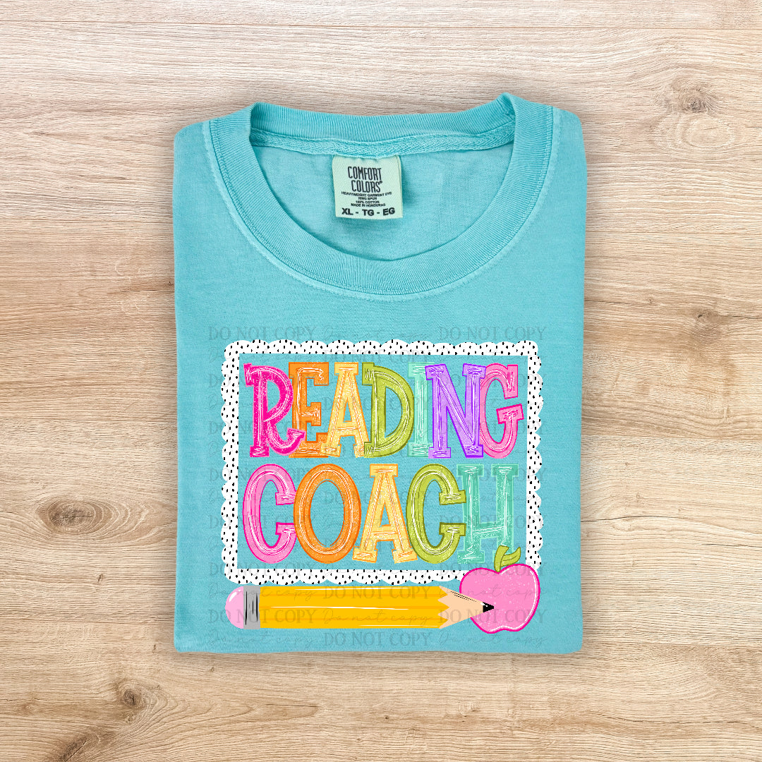 Reading coach polka dot scalloped frame (Carter)DTF Transfer