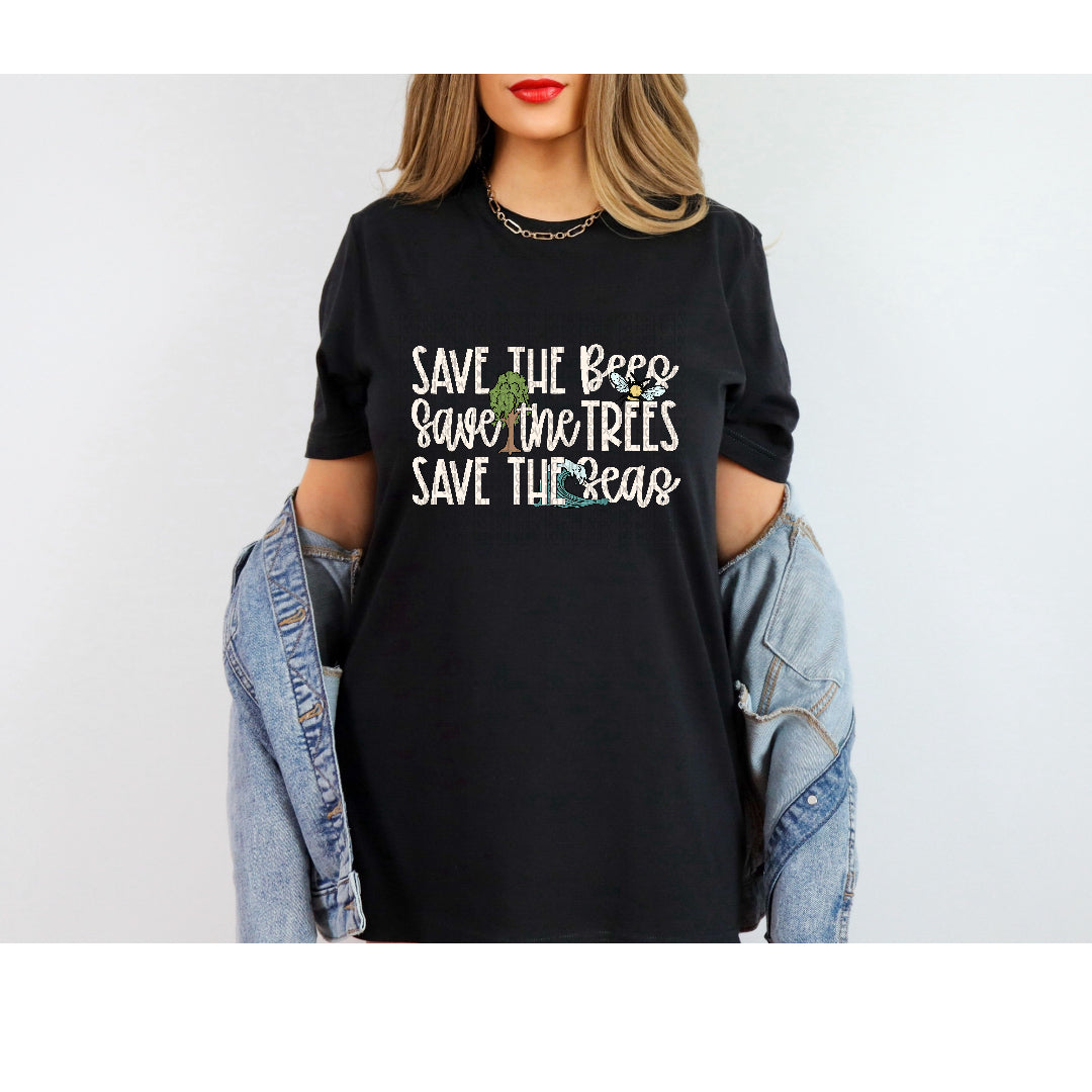 Save the bees, Save the Trees, Save the Oceans (Scarlow) DTF Transfer