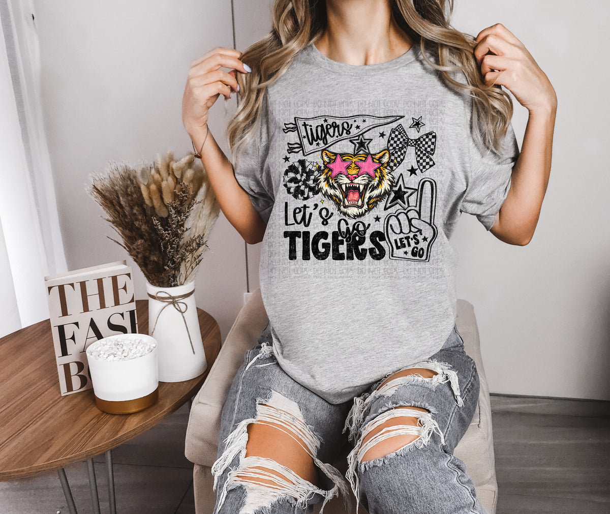 Let's go tigers pink star glasses (Scarlow) DTF Transfer