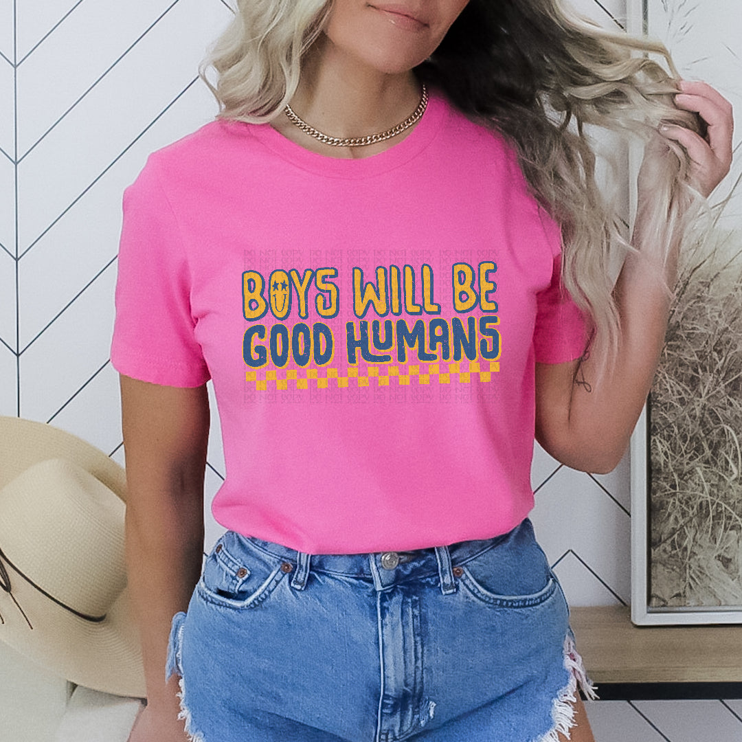 Boys will be good humans NAVY and YELLOW (Scarlow) DTF Transfer