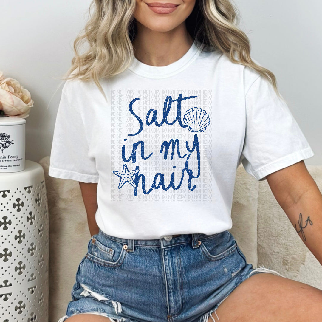 Salt in my hair NAVY seashell (Scarlow) DTF Transfer