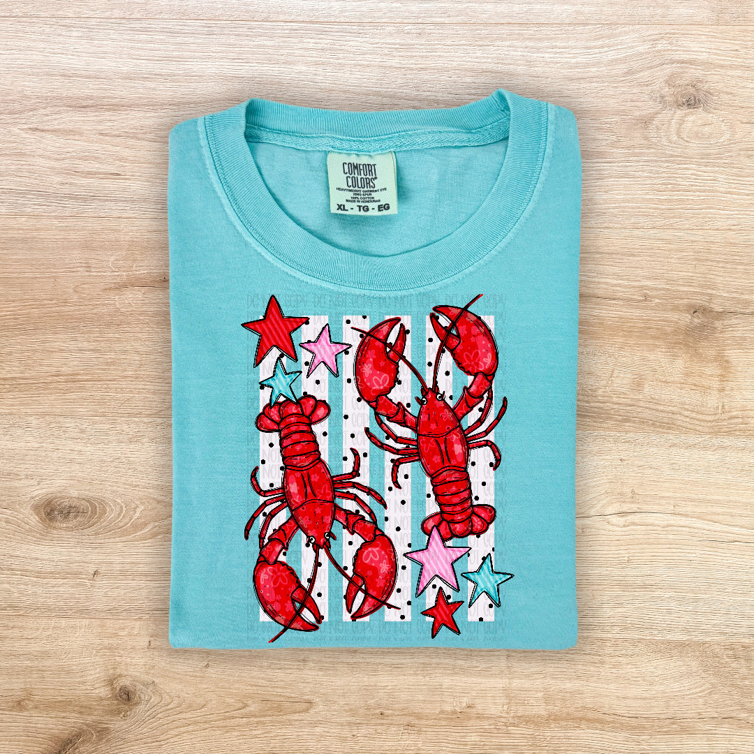 Lobster stripped background (Carter) DTF Transfer