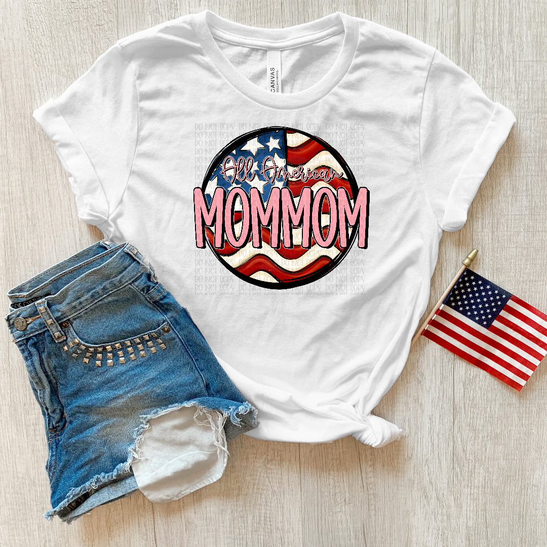 All American mommom flag circle (OHDD) DTF Transfer