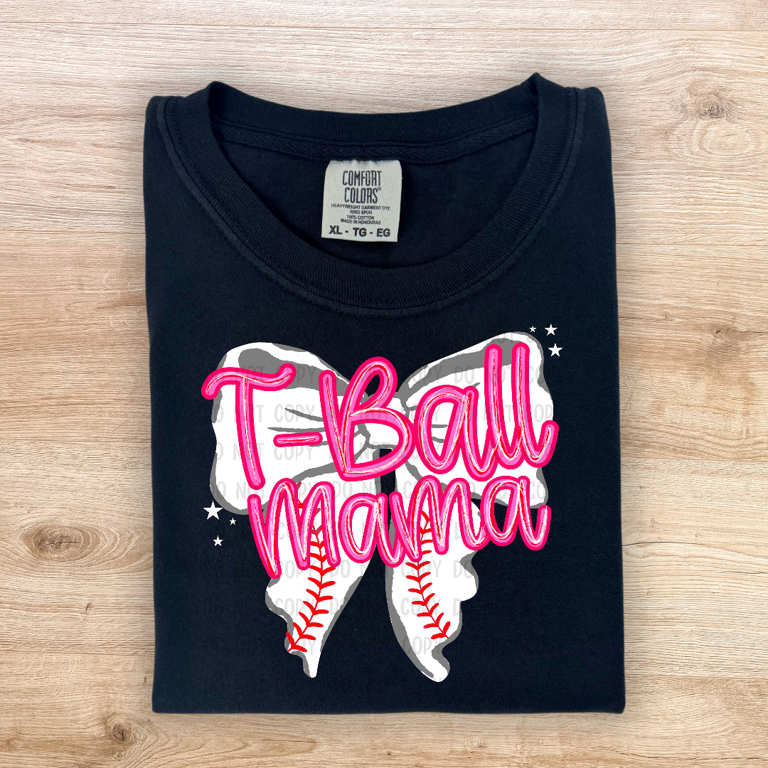 T-ball mama bow faux glitter (JBD) DTF Transfer
