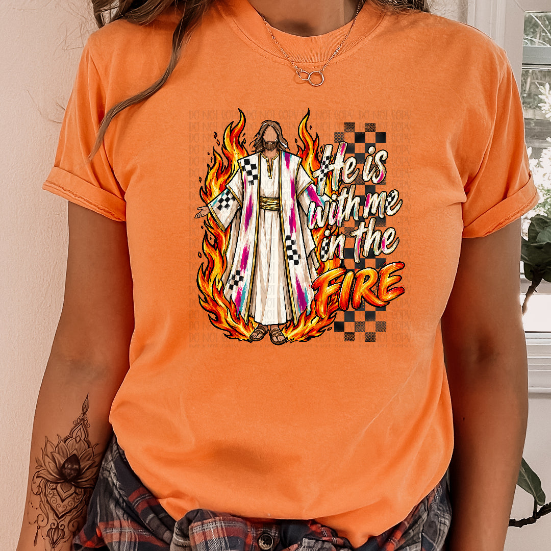He is with me in the fire black checkered (Kai) DTF Transfer