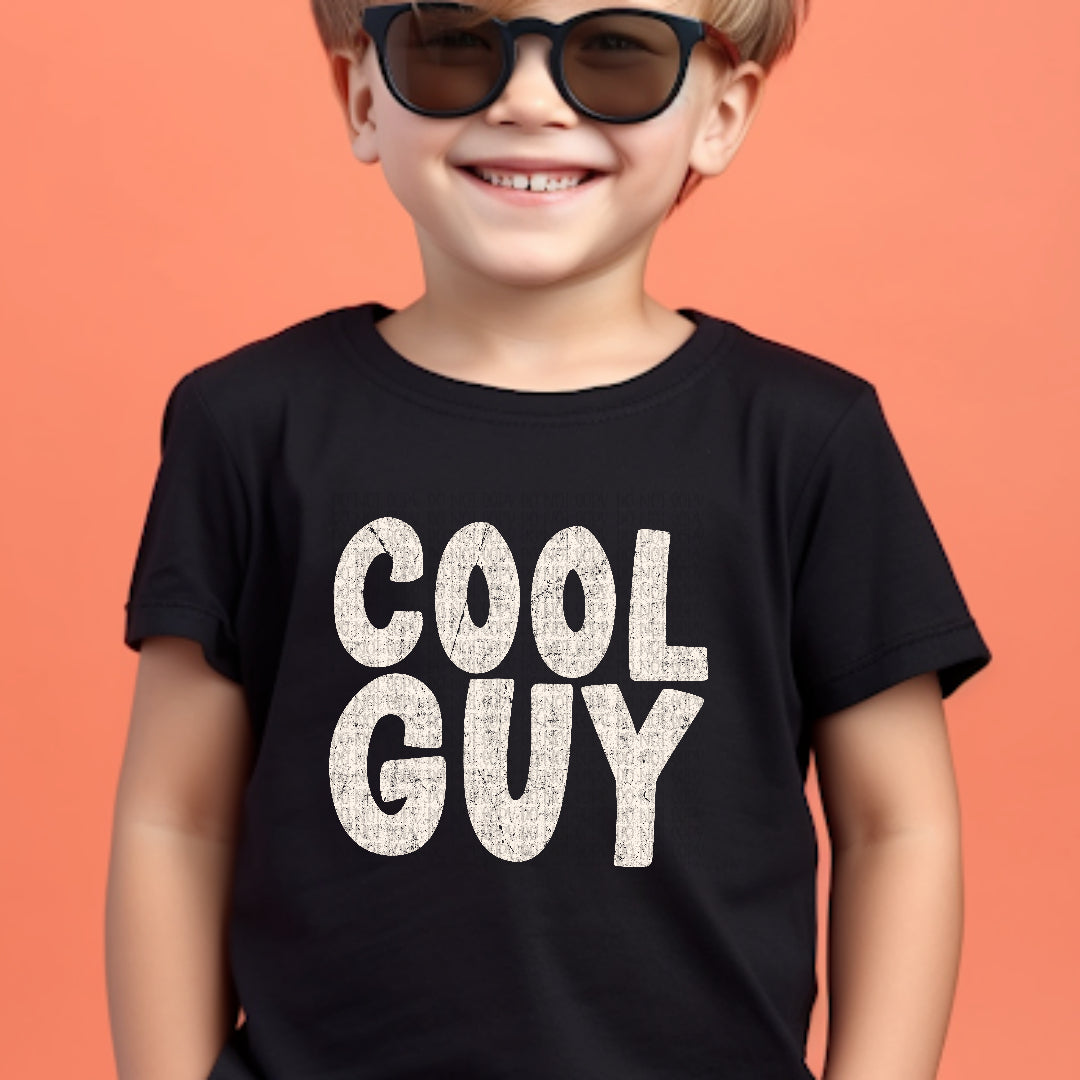 Cool guy block WHITE distressed (Scarlow) DTF Transfer