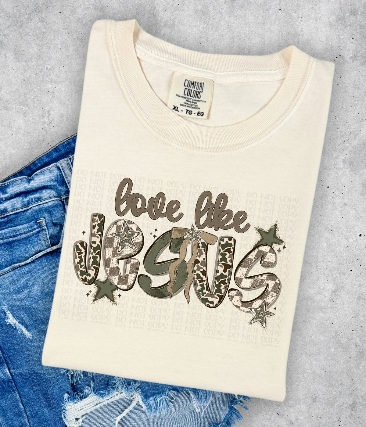 Love like Jesus camo checkered filled (SSD) DTF Transfer