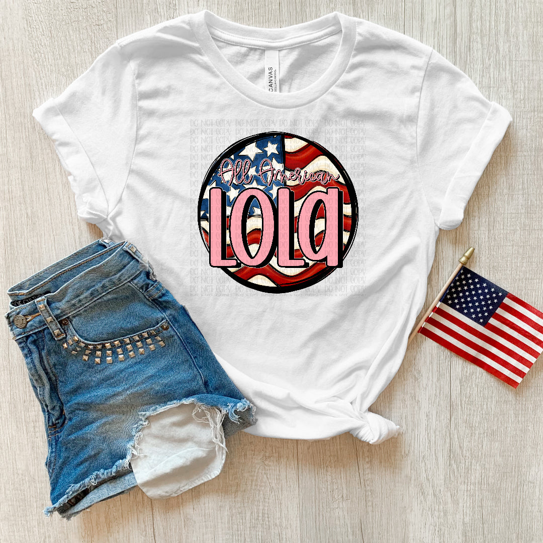All American lola flag circle (OHDD) DTF Transfer