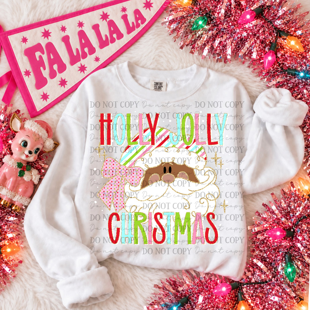Holly Jolly Christmas Santa DARK TONE(Carter) DTF Transfer