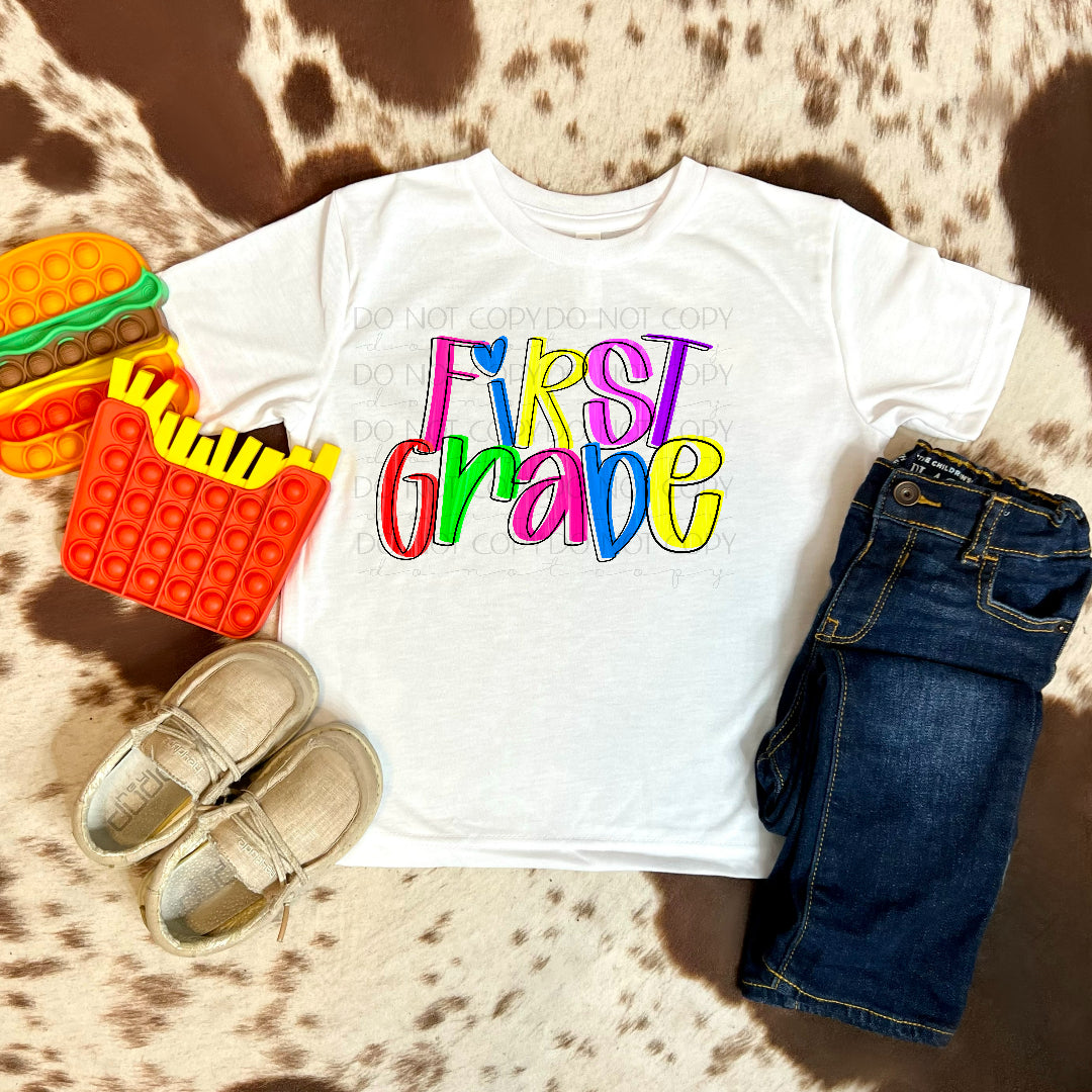 First grade colorful (Texasgal) DTF Transfer