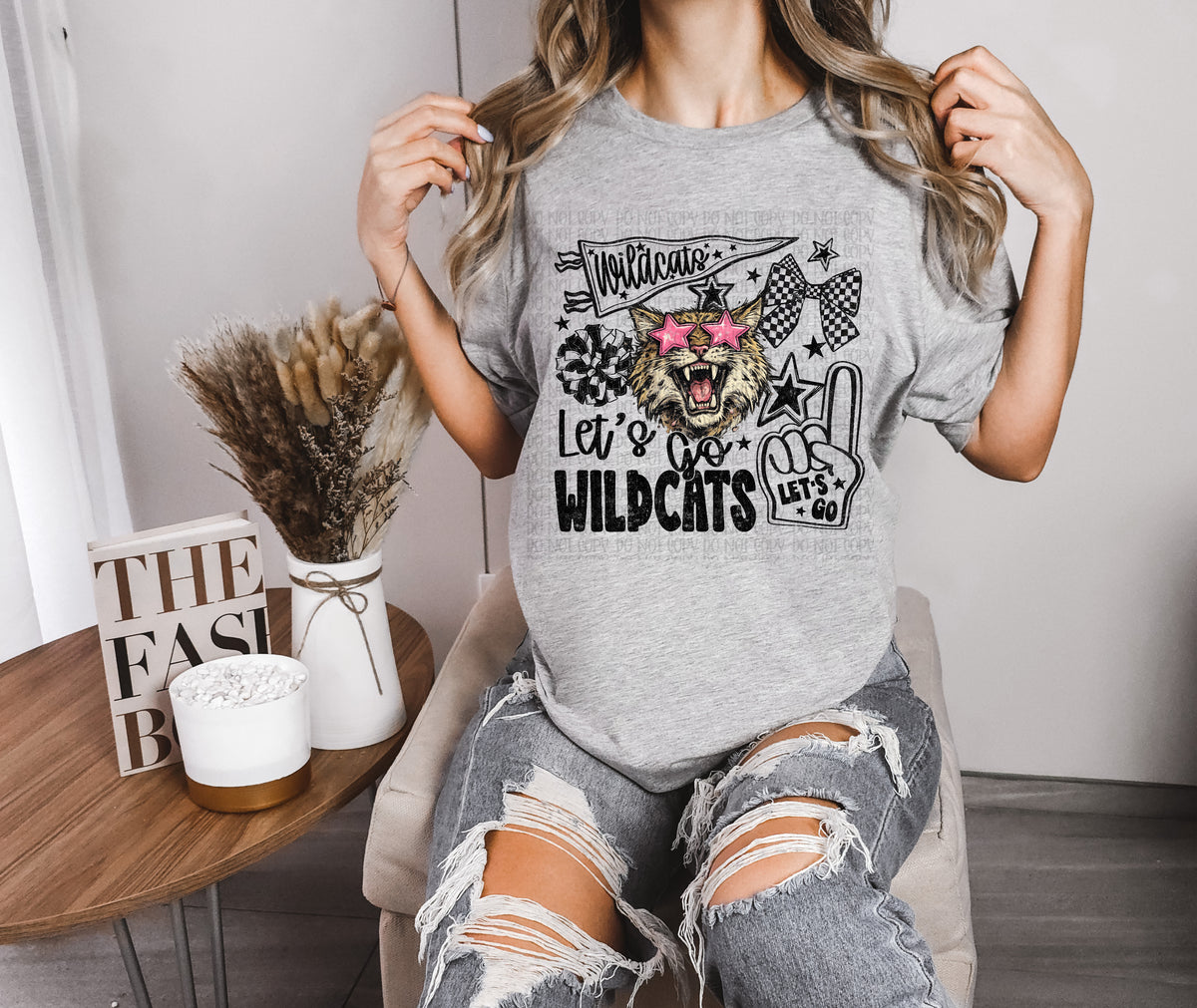 Let's go wildcats pink star glasses (Scarlow) DTF Transfer