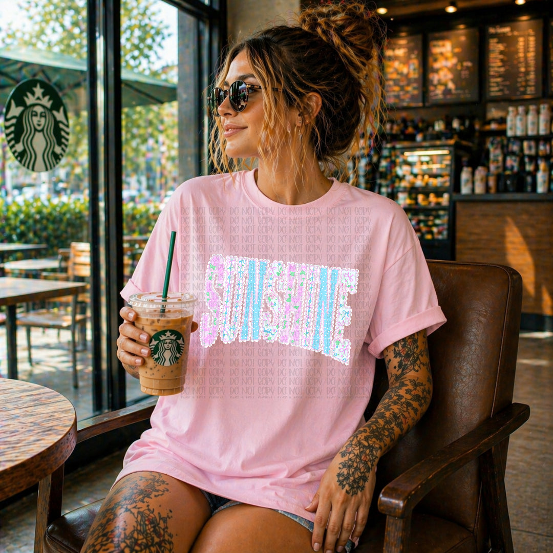 Sunshine lace outline DTF transfer