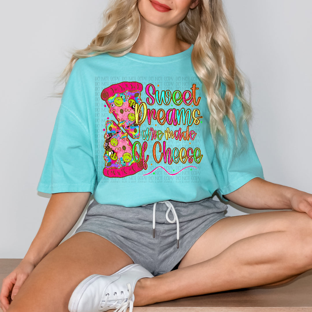 Sweet dreams are made of cheese colorful pizza (JBD) DTF Transfer