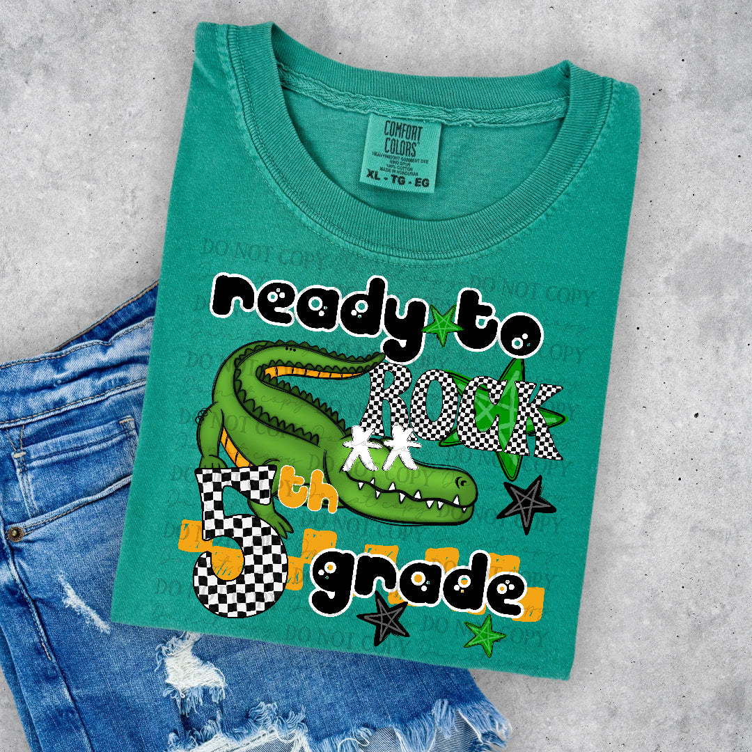 Ready to rock 5th grade black words (DKD) DTF Transfer