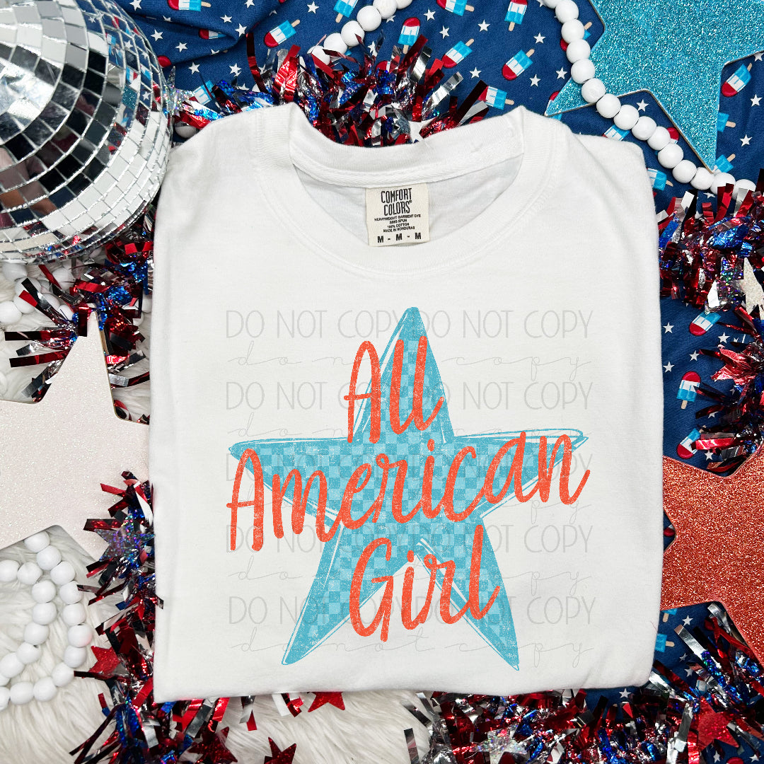 All American girl LIGHT BLUE star (Scarlow) DTF Transfer