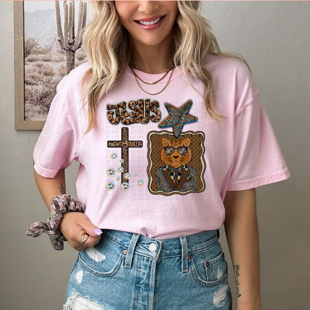 Jesus tiger collage DTF Transfer