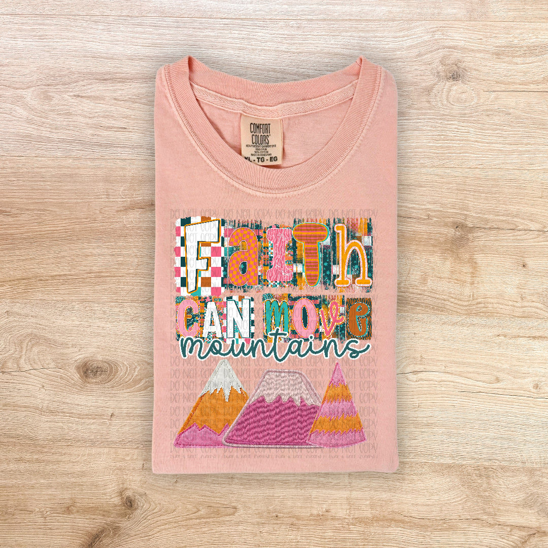 Faith can move mountains pink and orange mountains (Carter) DTF Transfer