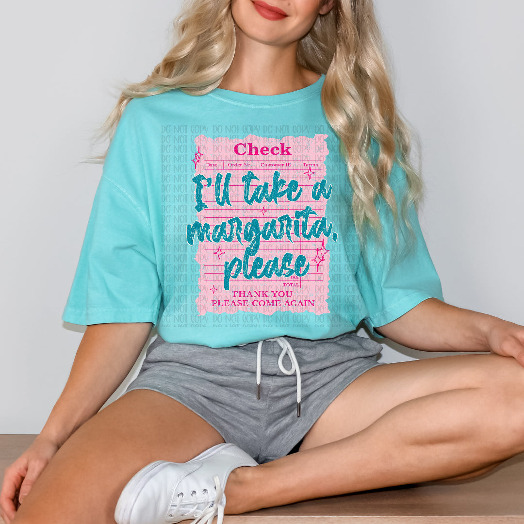 I'll take a margarita please pink check (Scarlow) DTF Transfer