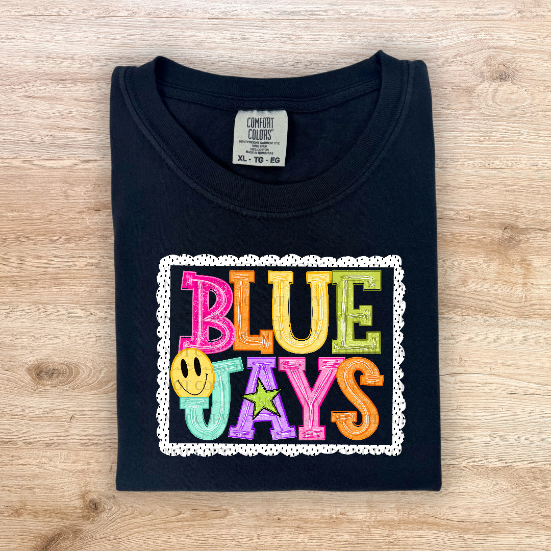 Bluejays polka dot scalloped frame (Carter)DTF Transfer