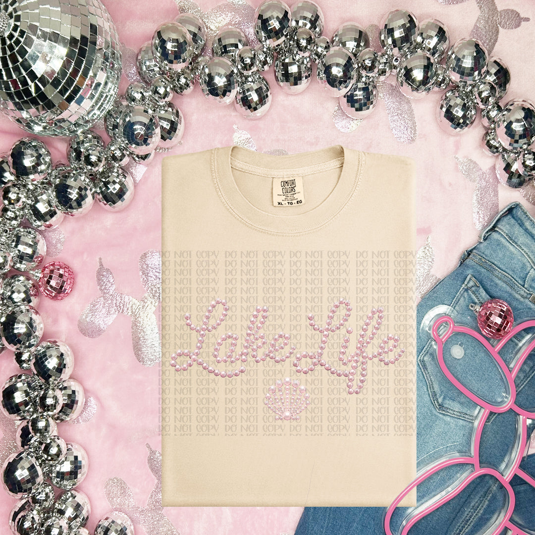 Lake life pink pearls DTF transfer