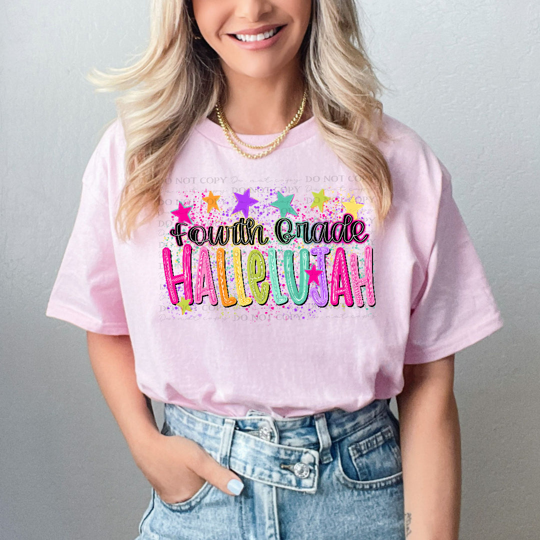 Fourth grade hallelujah splatter stars (SSD) DTF Transfer