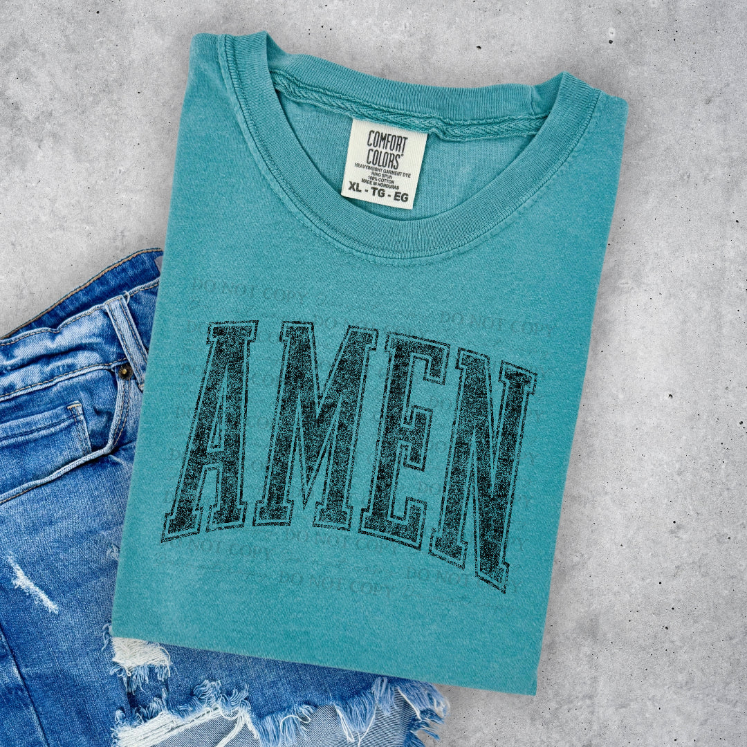 Amen arched BLACK distressed (Scarlow) DTF Transfer