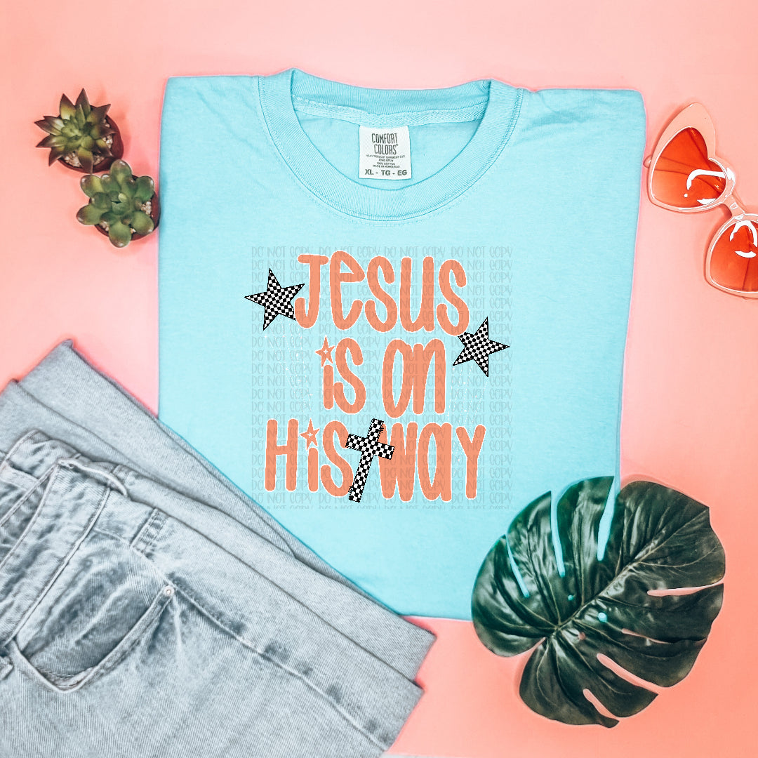 Jesus is on his way PEACH frame DTF Transfer
