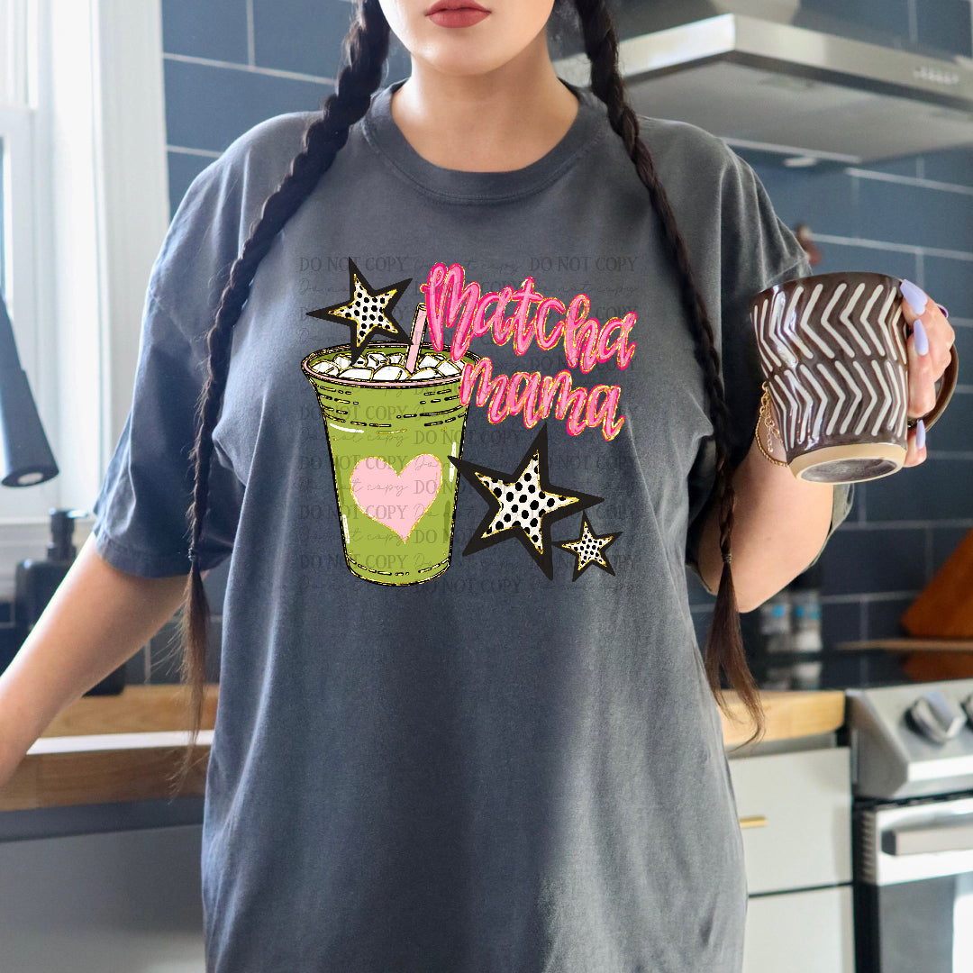 Matcha mama faux glitter outline (JBD) DTF Transfer