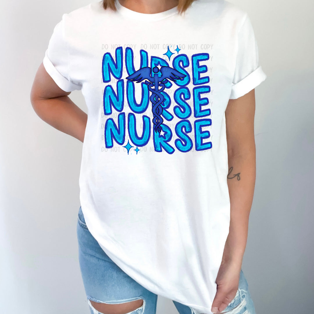 Nurse stacked 3 BLUE (JBD) DTF Transfer