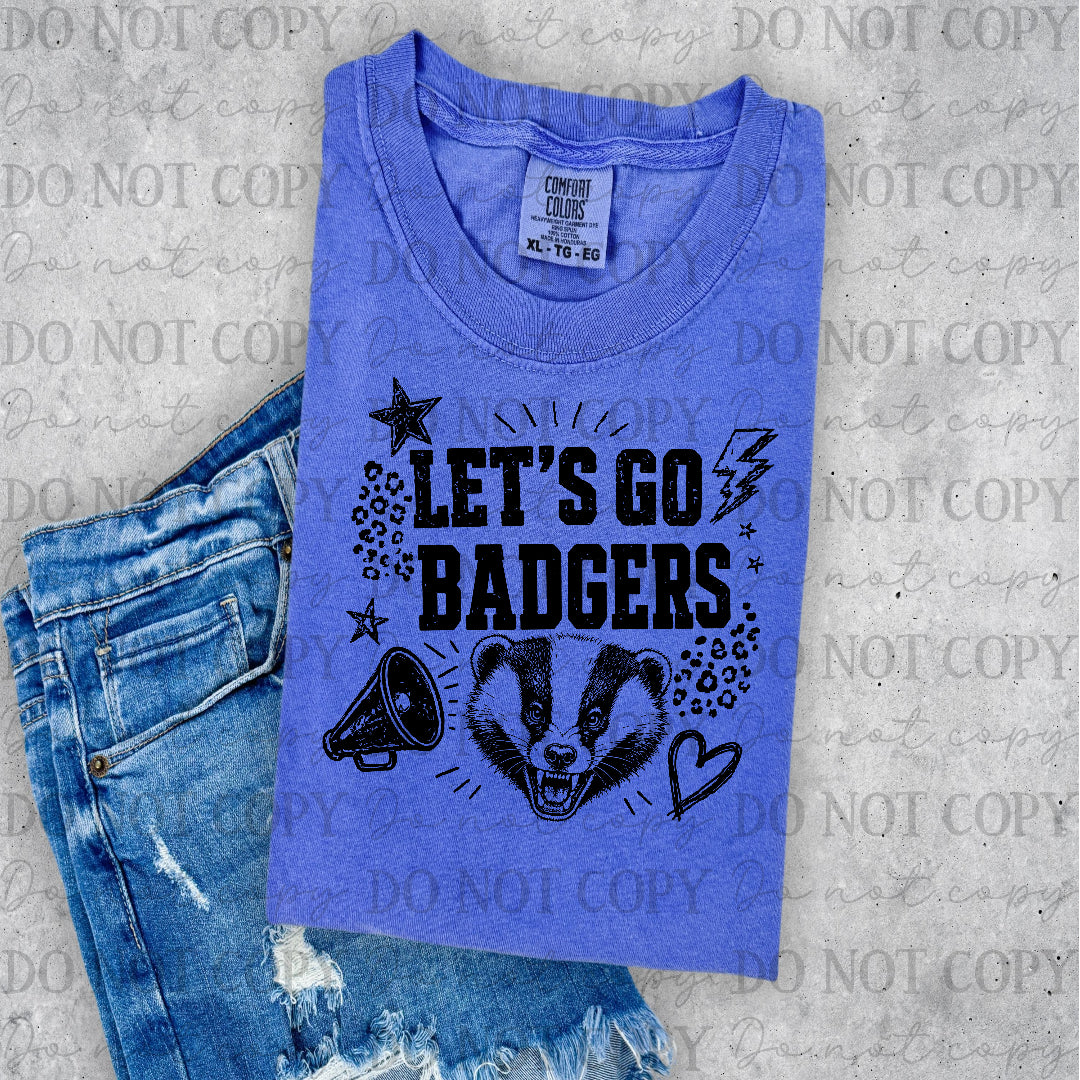 Badgers Let's Go Black (PH) DTF Transfer