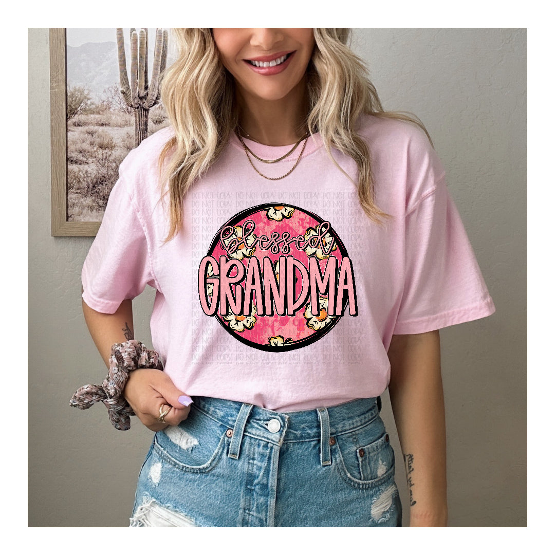 Blessed grandma floral pink circle (OHDD) dtf transfer