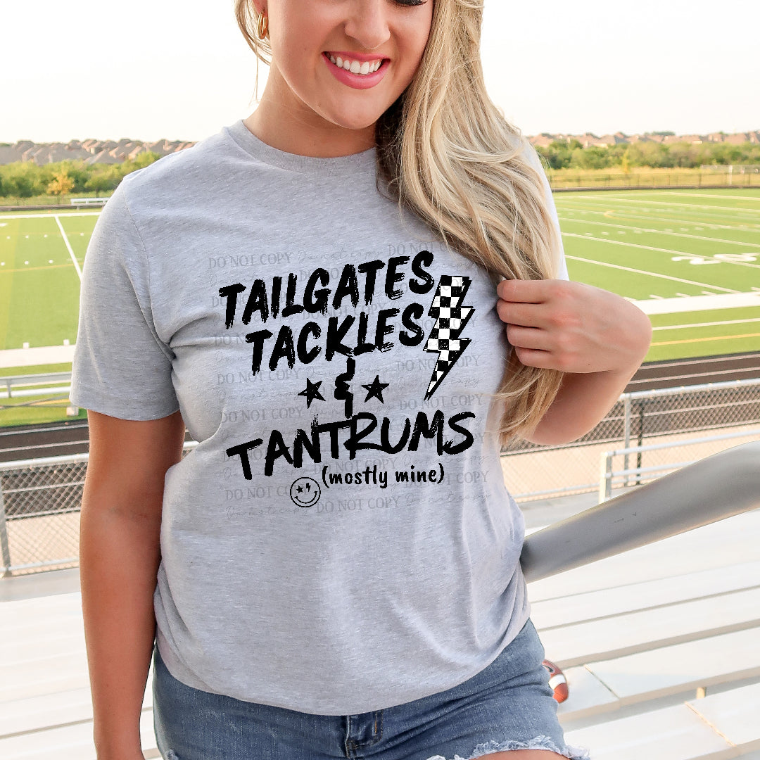 Tailgates tackles & tantrums BLACK (Texan) DTF Transfer