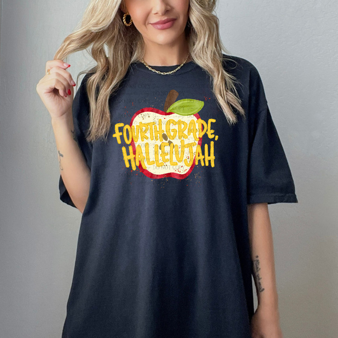 Fourth grade hallelujah apple splatter (Carter) DTF Transfer