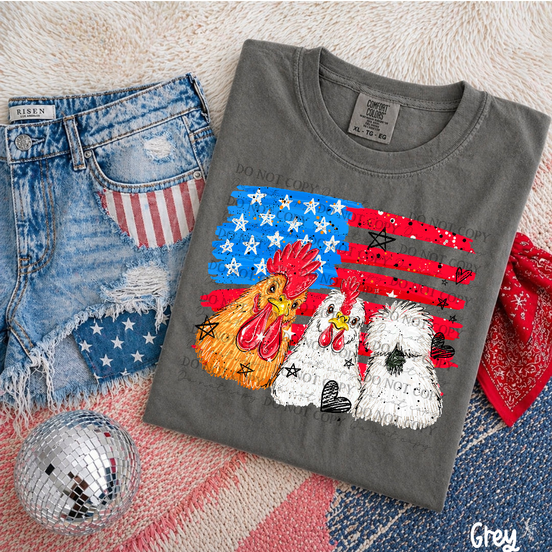 Flag with chickens (AG) DTF Transfer