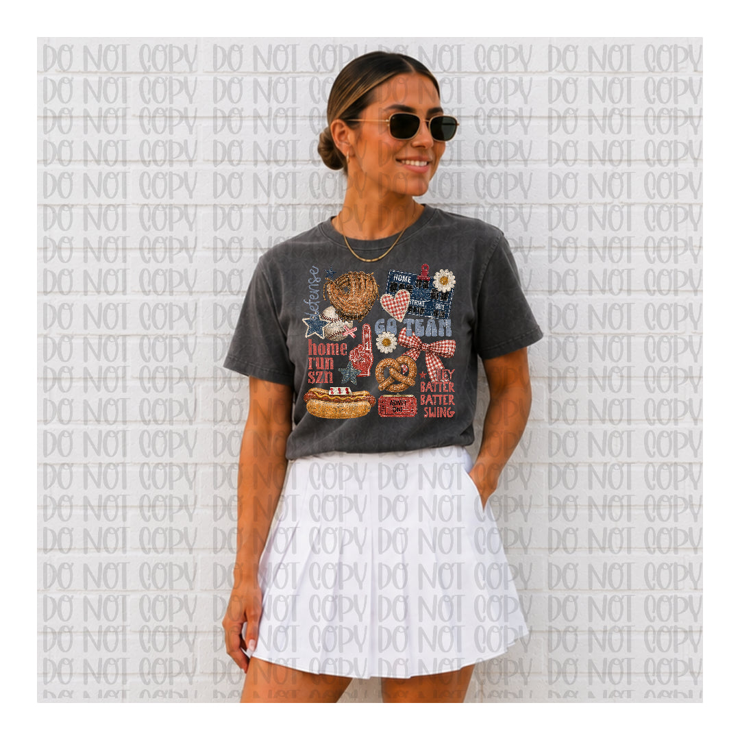 Hey batter batter swing - baseball collage (Scarlow) DTF Transfer