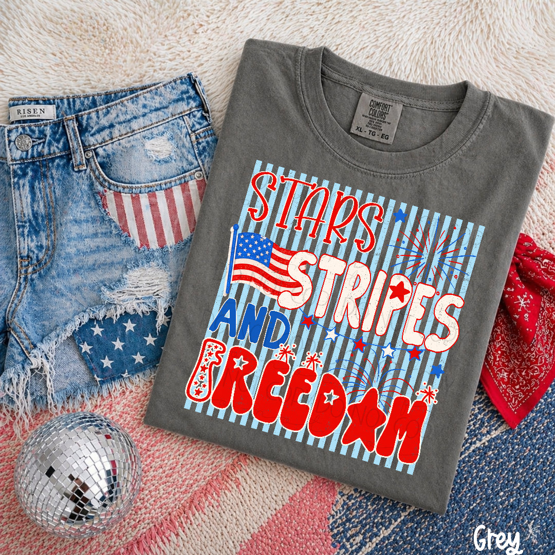 Stars stripes and freedom BLUE stripes (Scarlow) DTF Transfer