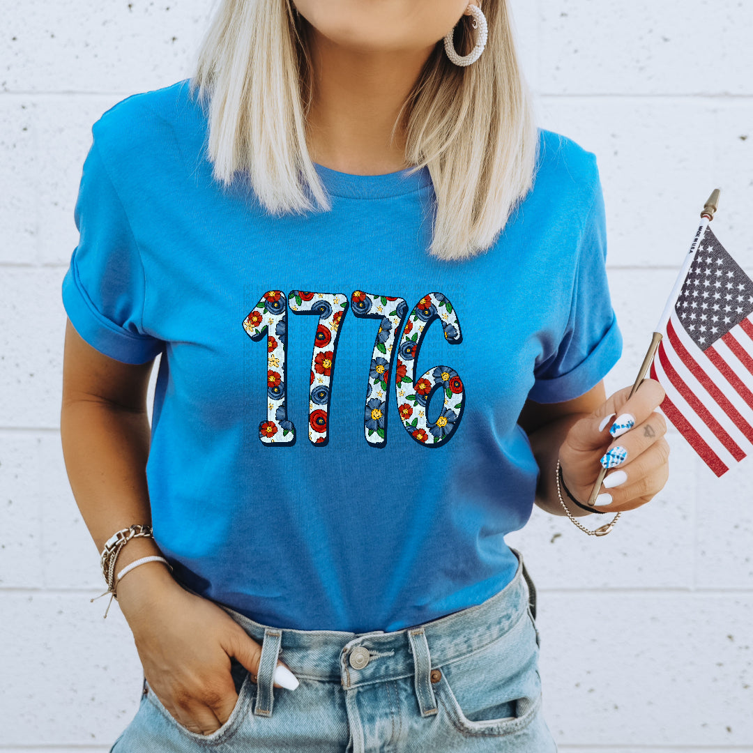 1776 red and blue floral (OHDD) DTF Transfer