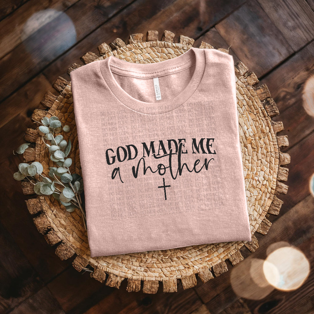 God made me a mother (black with cross) (Scarlow) DTF Transfer