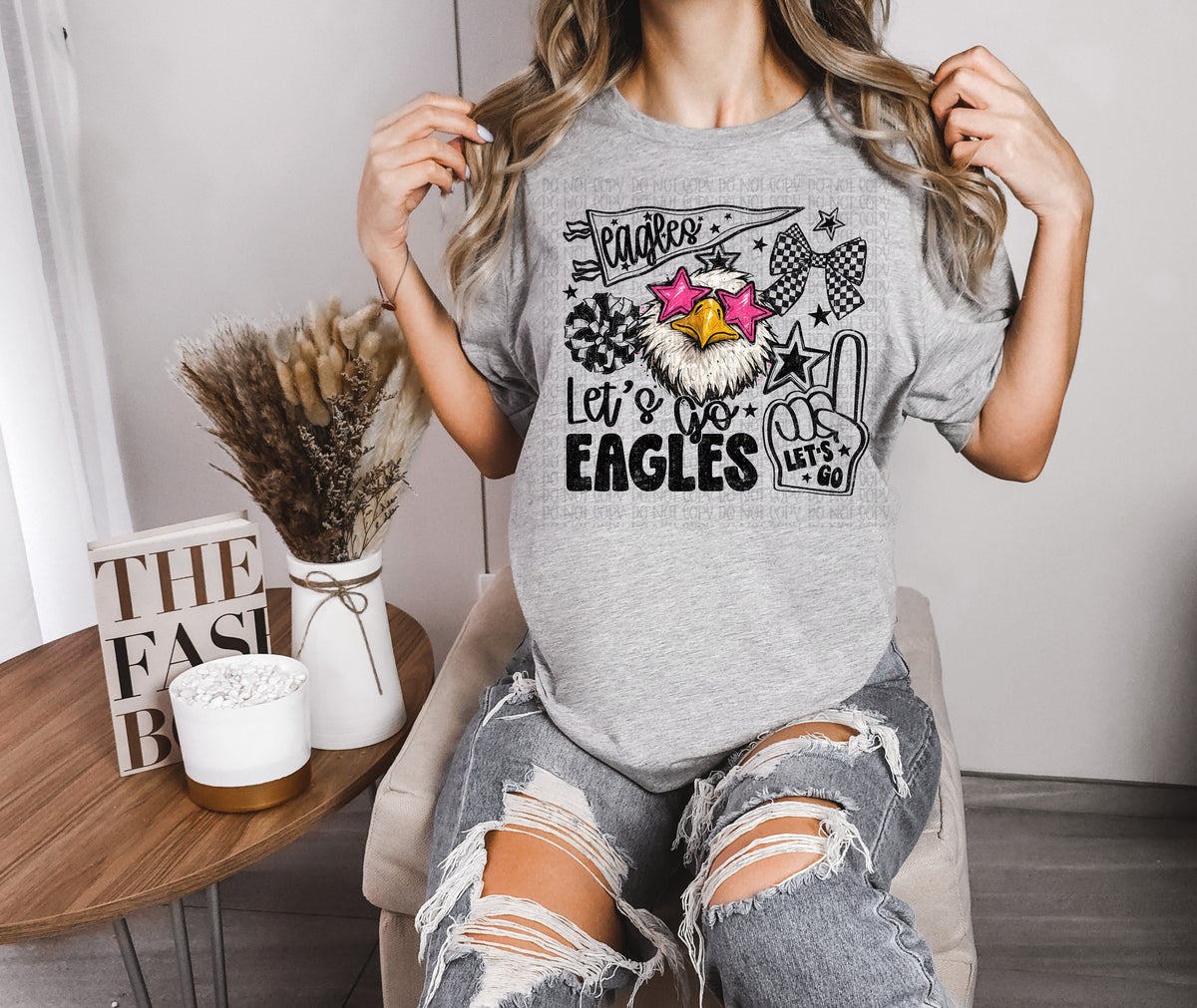 Let's go eagles pink star glasses (Scarlow) DTF Transfer