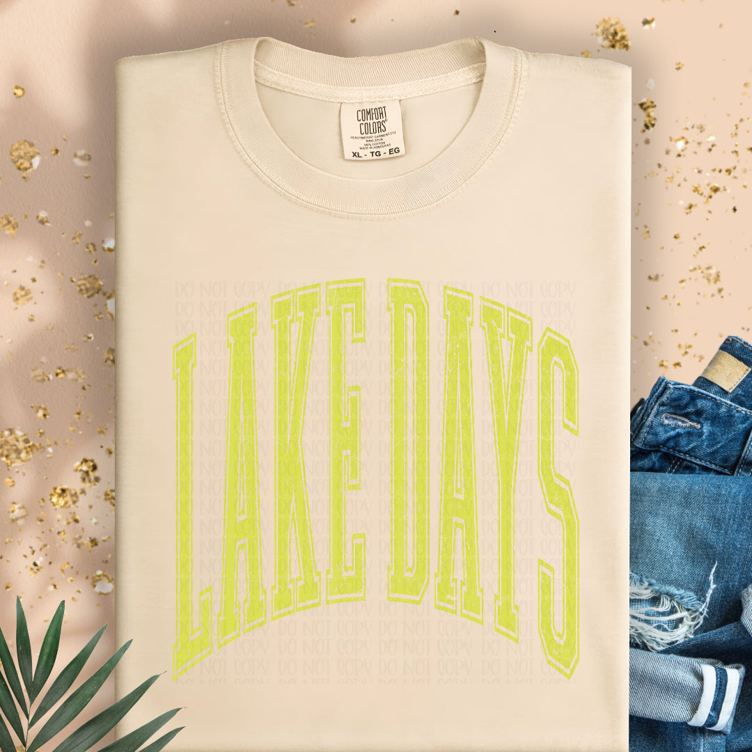 Lake days varsity arched YELLOW (Scarlow) DTF Transfer