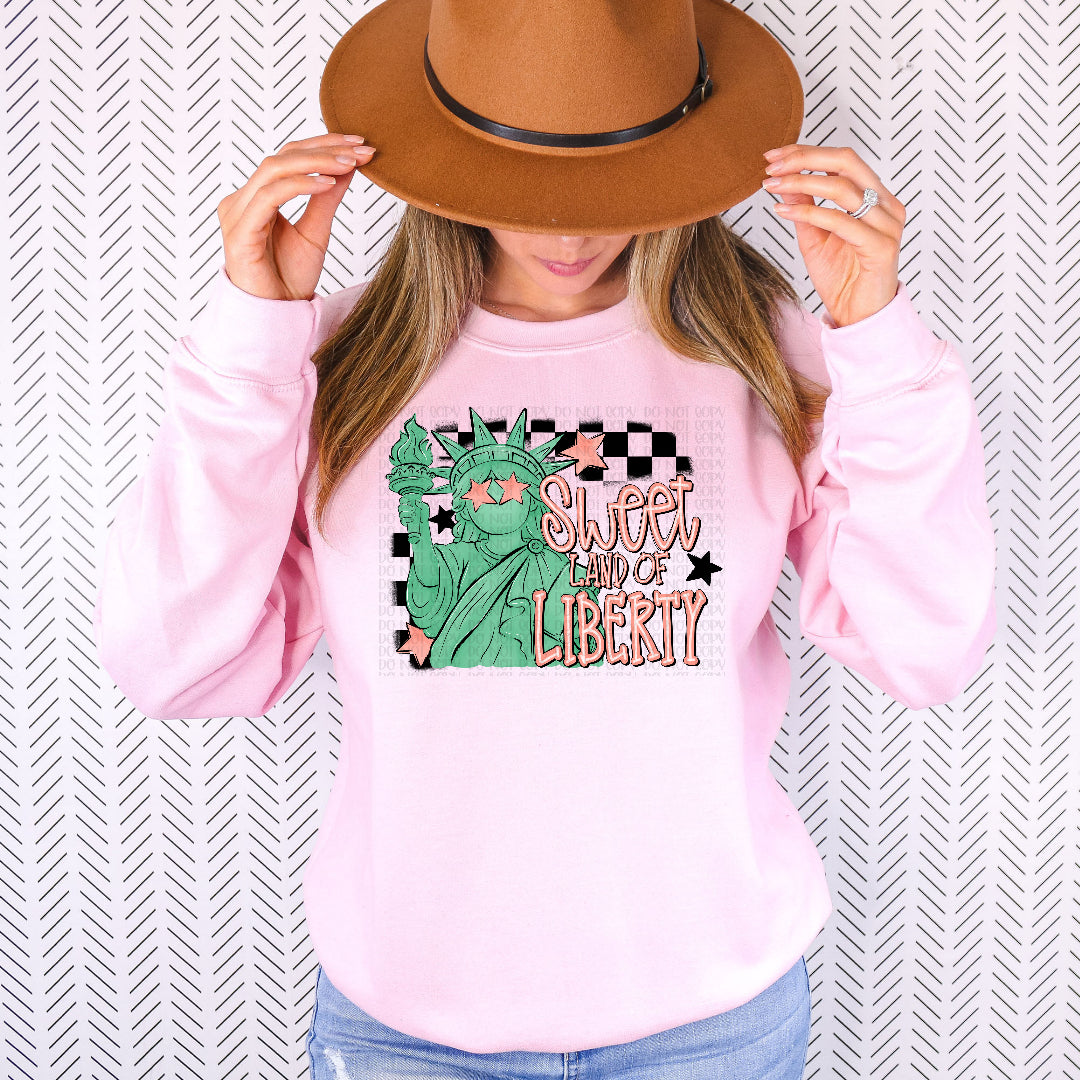 Sweet land of liberty lady liberty pink star eyes (OHDD) DTF Transfer