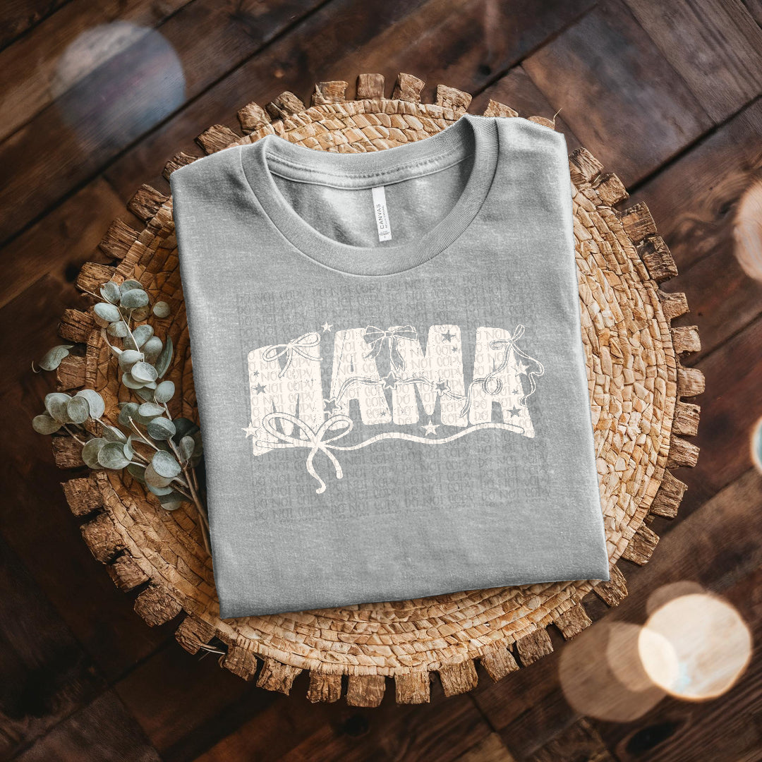 Mama w bows (beige distressed) (Scarlow) DTF Transfer