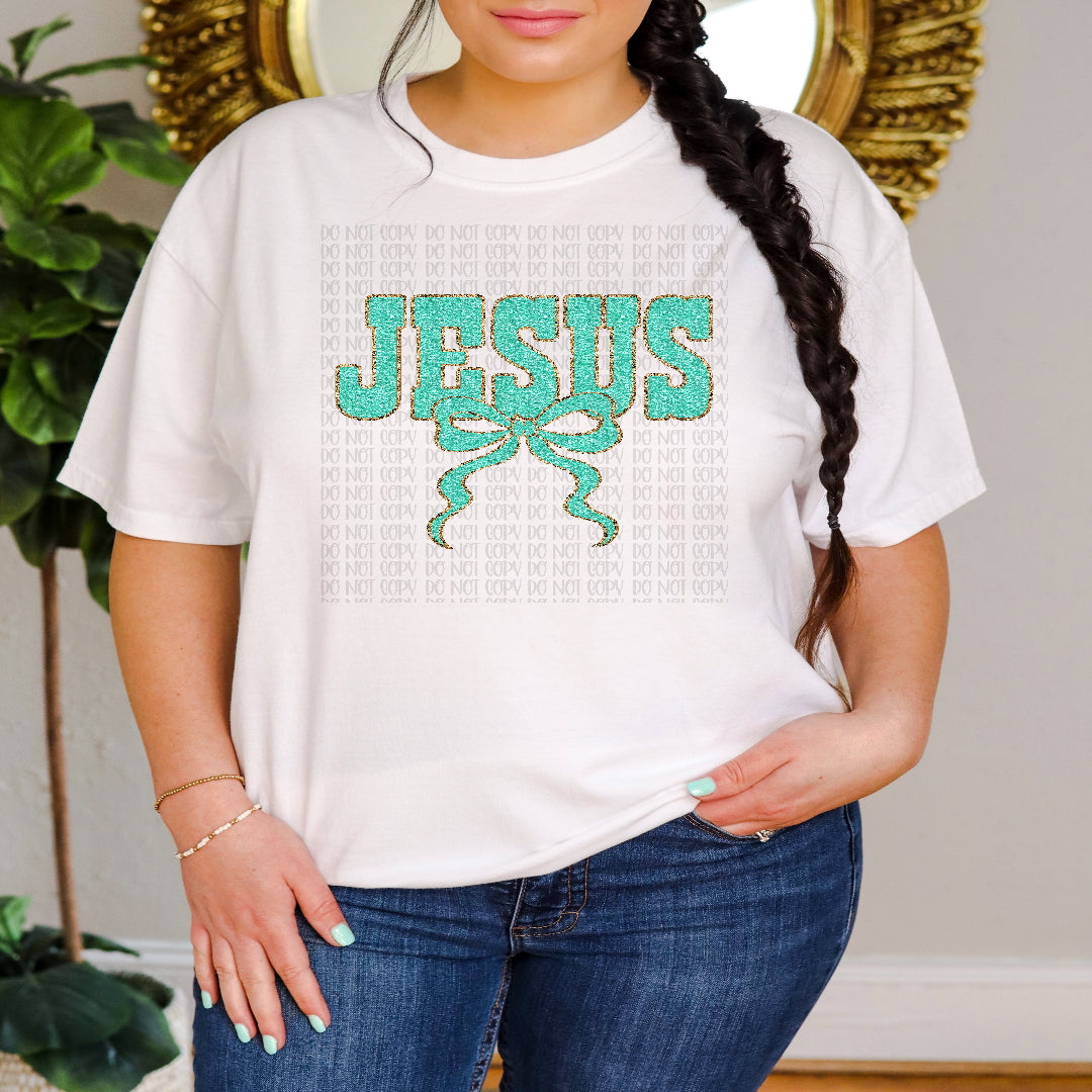 Jesus TEAL with bow (CARTER) DTF Transfer
