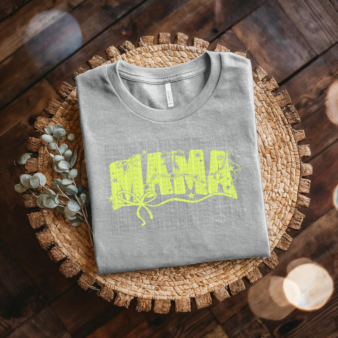 Mama w bows (lime green distressed) (Scarlow) DTF Transfer