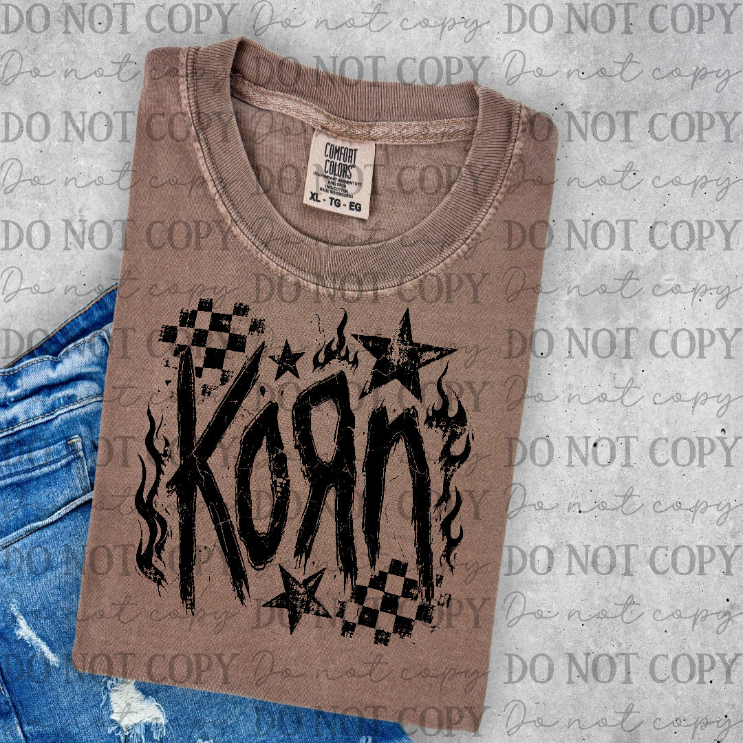 Korn - checkered back ground (Lyttle) DTF Transfer