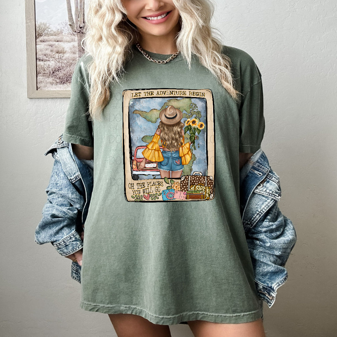 Let the adventure begin blonde hair (Texasgal) DTF Transfer
