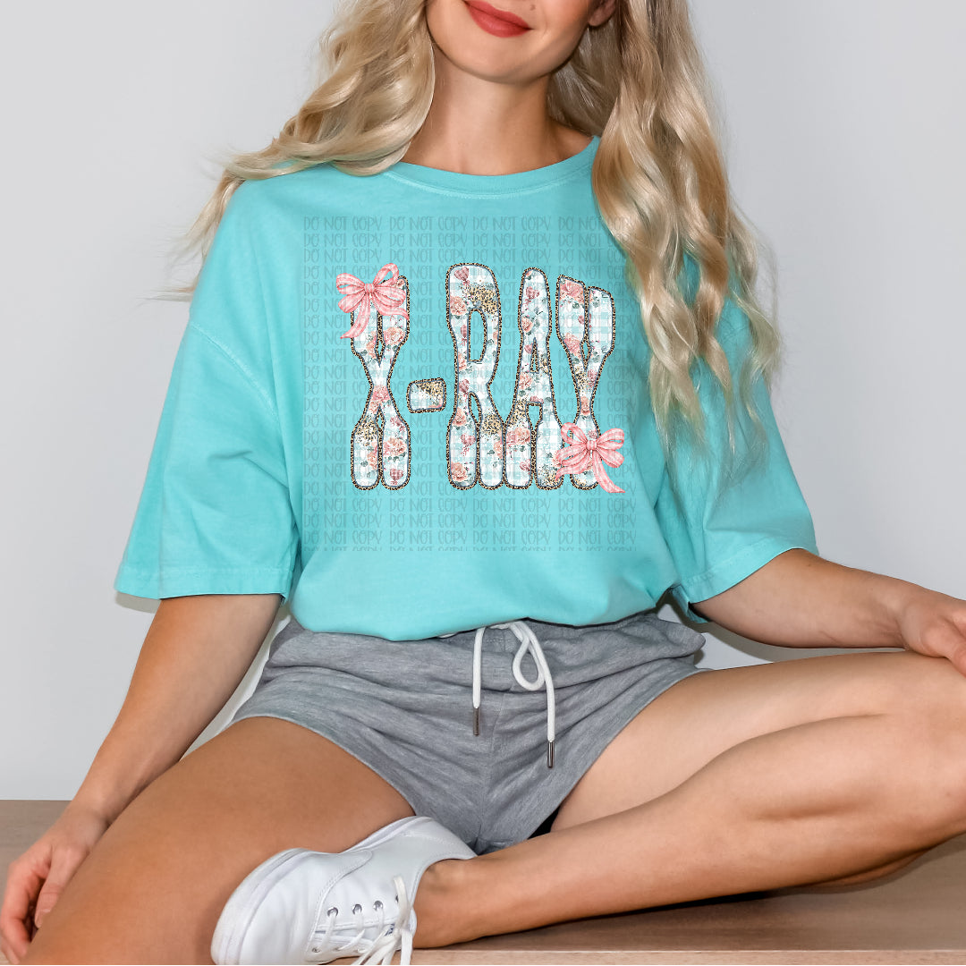 X-ray floral with bows DTF transfer